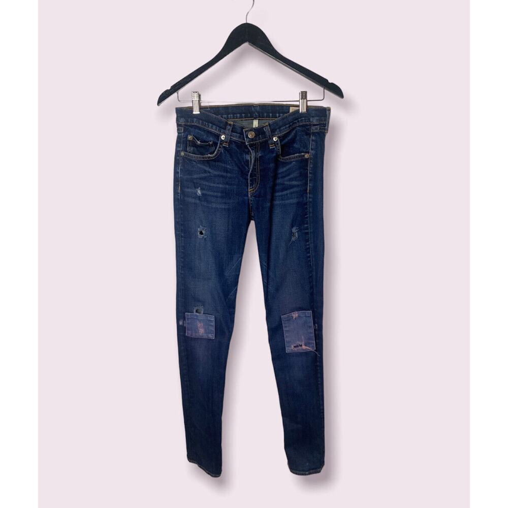 Rag & Bone Skinny Jeans Distressed Repair Size 28 Rare Style